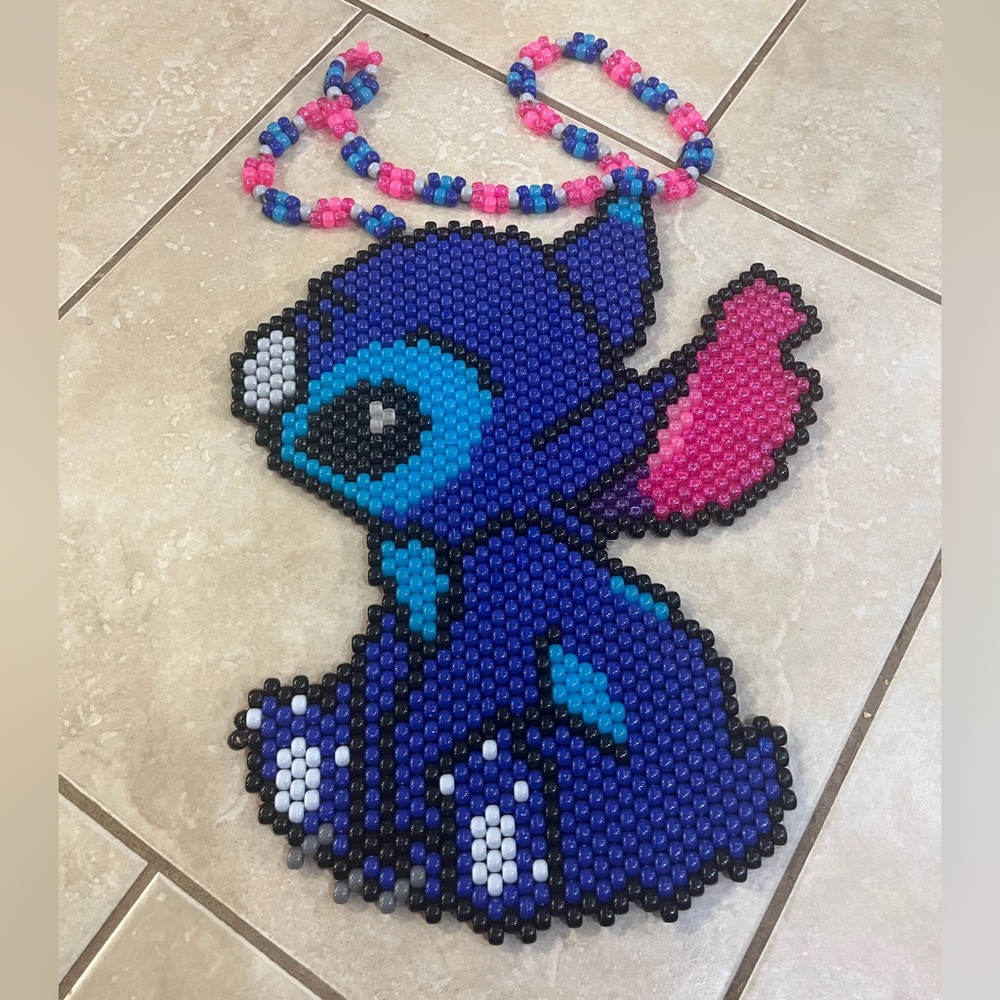 Huge Beaded handmade Stitch Rave festival decor / necklace - OOAK - weird
